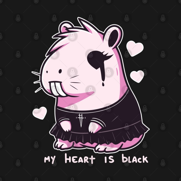 Pink Goth Capybara Cries My Heart Is Black Funny Guinea Pig by SubtleSplit