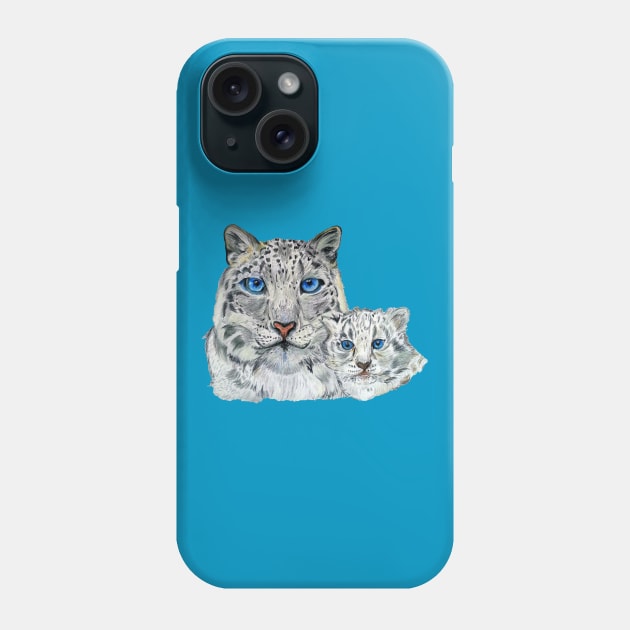 Snow Leopards Phone Case by mariasibireva