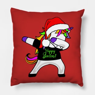 Happy Seasons - Dabbing Unicorn With Santa Claus Hat 1 Pillow