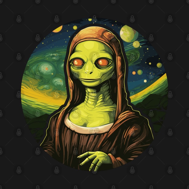 UFO Mona Lisa Alien Gifts Men Women Kids Funny Alien by KsuAnn