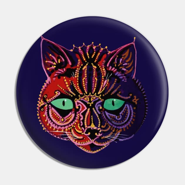 Louis Wain, Kaleidoscope Cat Pin by Aflamed Designs