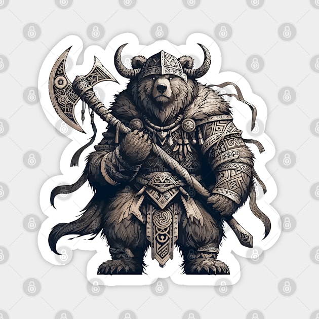 Norse Mythology Viking Warrior Bear Berserker Magnet by TomFrontierArt