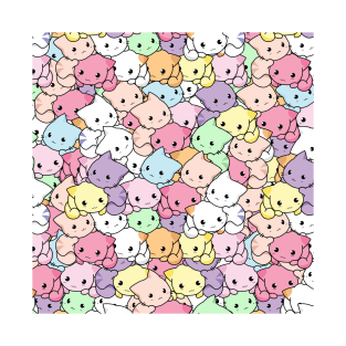 Kawaii Pastel Kittens Pattern - Pile of colorful cute cats T-Shirt