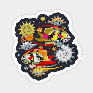 Illustration of decorative fishes. Magnet