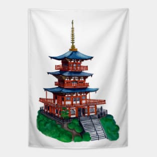 Watercolor - Seigantoji pagoda Tapestry