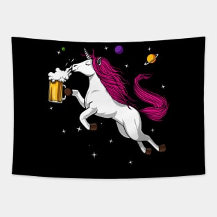 Unicorn Drinking Beer Tapestry