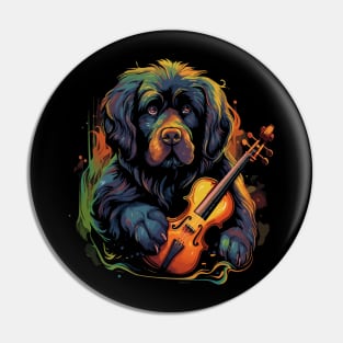 Tibetan Mastiff Playing Violin Pin