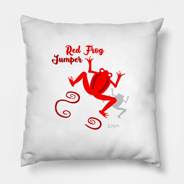 Red Frog Jumper Pillow by ArtMofid