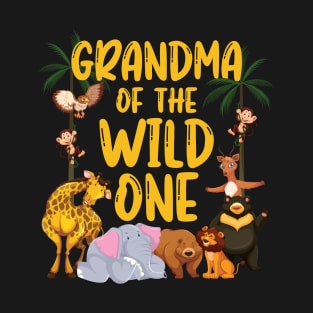 Grandma Of The Wild One Zoo Birthday Safari Jungle Animal T-Shirt