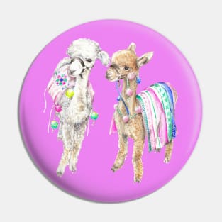 Baby Alpaca Boho Watercolor Pin