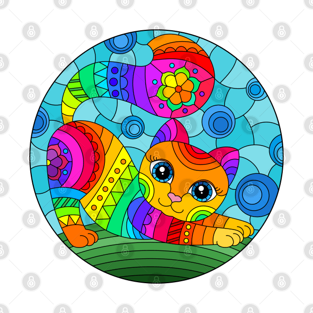 Adorable Kitty Stained Glass Design Pattern by The Little Store Of Magic