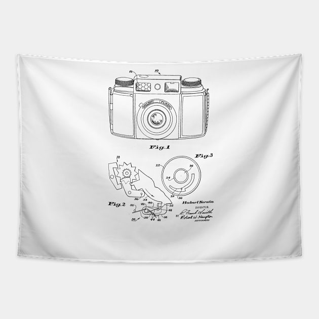 Camera Vintage Patent Drawing Tapestry by TheYoungDesigns