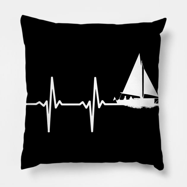 Sailing Heartbeat Gift For Sailors & Skippers Pillow by OceanRadar