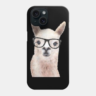 Hipster Llama Wearing Glasses Funny Drawing Phone Case