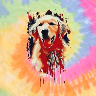 Golden retriever Tie Dye dog art design T-Shirt