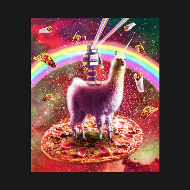 Laser Eyes Outer Space Robot Riding Llama Unicorn by Random Galaxy
