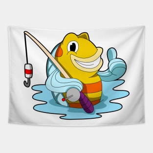 Fish with Fishing rod in Water Tapestry