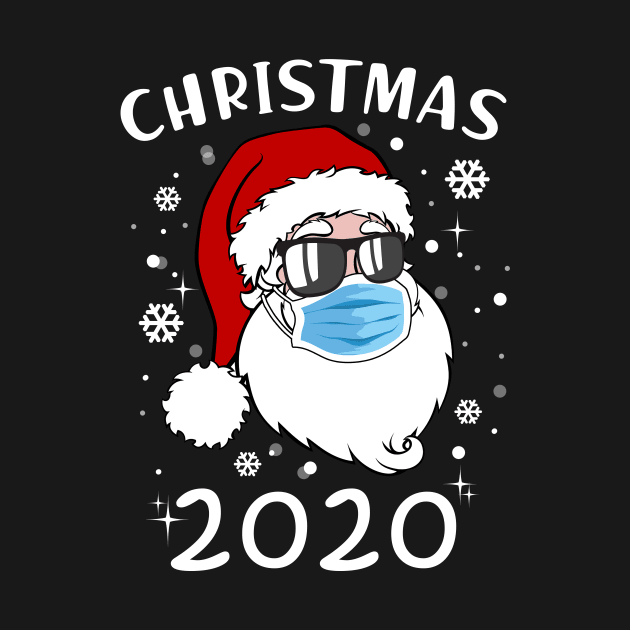 Santa Wearing Mask-glasses Snowflakes Merry Quarantine Christmas 2020 by mittievance