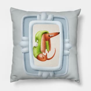 Cute dog in frame Pillow