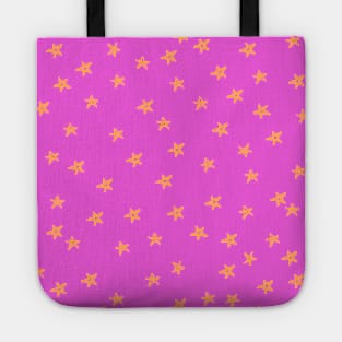 Cute Yellow and Hot Pink Star Pattern Tote