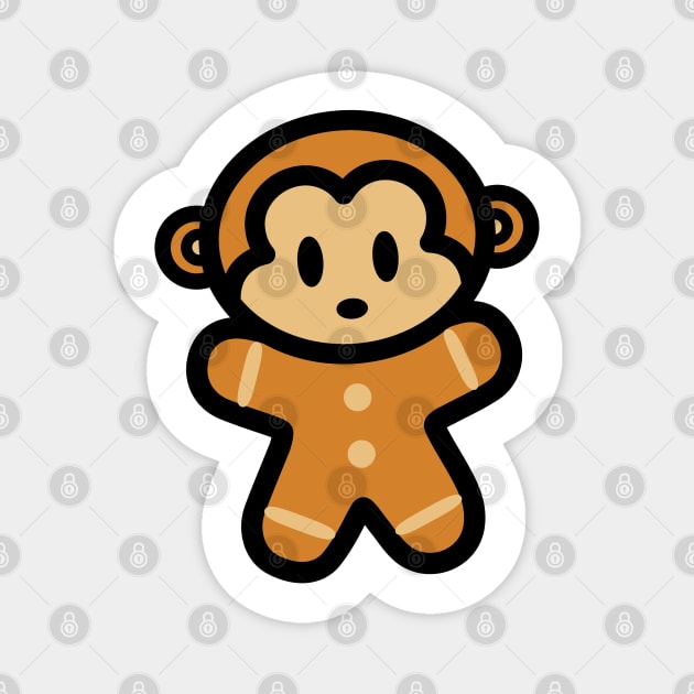 Gingerbread Monkey Christmas Bambu Brand Holiday Magnet by Bambu