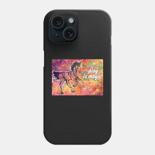 Play is Magic.  Magical Unicorn Watercolor Illustration Phone Case