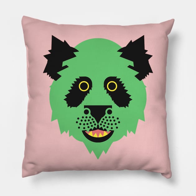 Panda Face Green Pillow by AnimalMagic