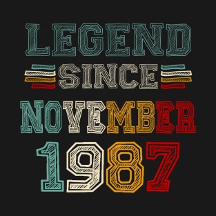 36 Years Old Legend Since November 1987 36th Birthday T-Shirt