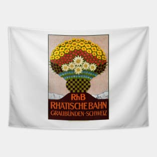 RhB Rhätische Bahn Switzerland Vintage Poster 1911 Tapestry