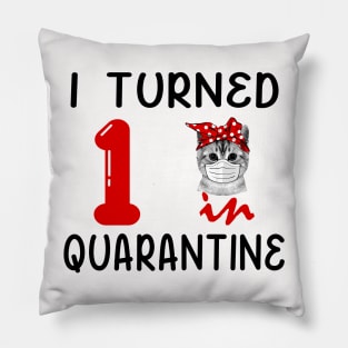 I Turned 1 In Quarantine Funny Cat Facemask Pillow