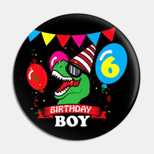 Rex 6th Dinosaur Birthday Pin