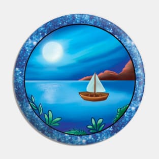 Boat under Moonlight Pin