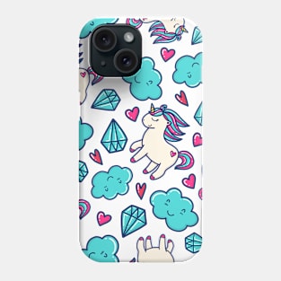 Unicorns & Diamonds - Doodle Phone Case