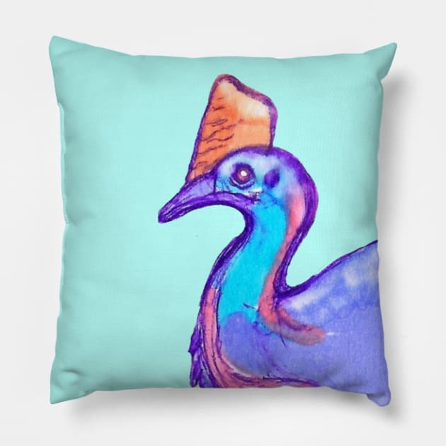 Colorful Cassowary Pillow by JessaCreation