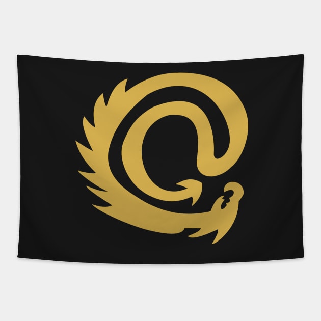 Stylish Flat Gold @ At Sign Symbol Cyber Dragon Design Tapestry by LuckDragonGifts