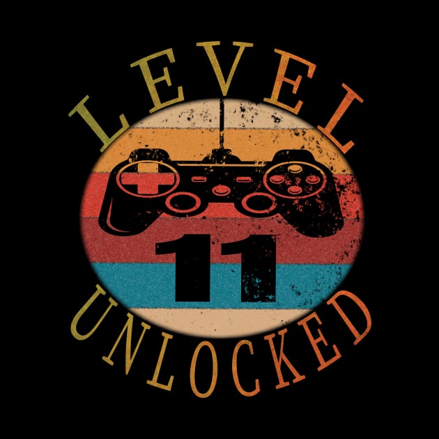 Level 11 Unlocked Funny Video Gamer 11th Birthday Gift by Grabitees