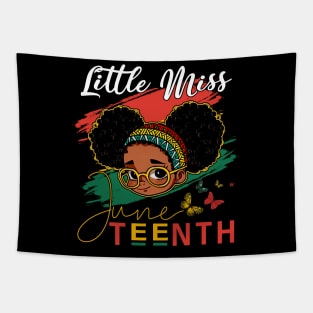 Melanin Little Miss Juneteenth Black History Shirt Kids Girls Tapestry