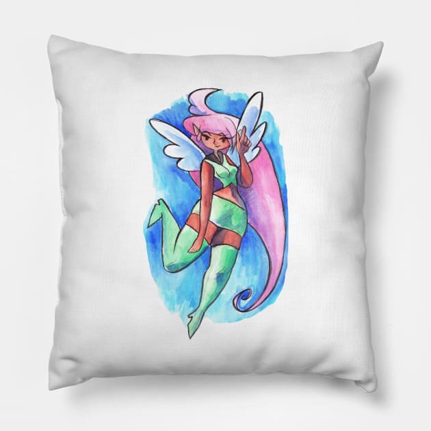 Pink-Haired Angel Girl Pillow by saradaboru