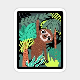 Hanging sloth in jungle Magnet