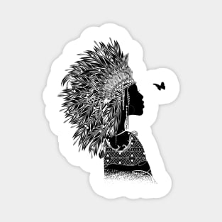 proud indian woman with headdress unique gift Magnet