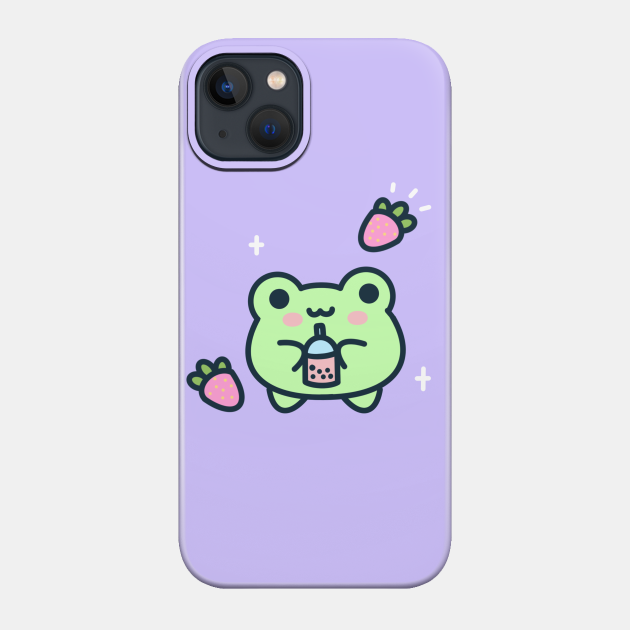 Frog drinking strawberry boba - Kawaii - Phone Case