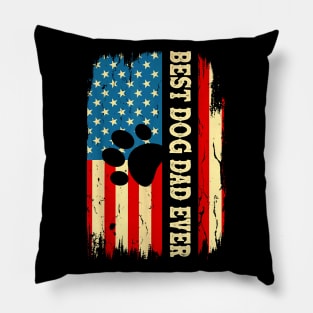 Best Dog Dad Ever Us American Flag Shirt Fathers Day Dog Dad T-Shirt Pillow