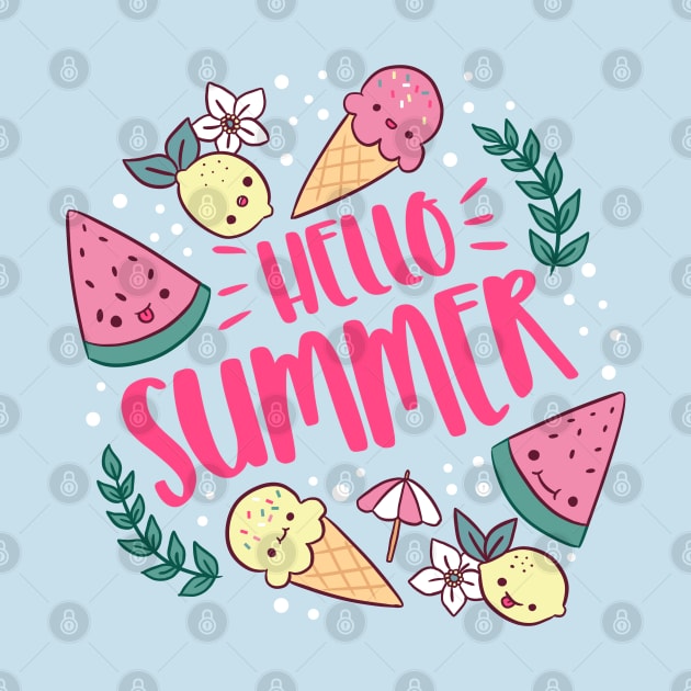 Hello summer a cute and fun summer time design by Yarafantasyart