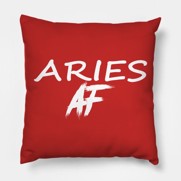 ARIES AF WHITE Pillow by Everyday Magic