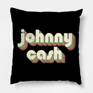 Retro Vintage Rainbow Johnny Letters Distressed Style Pillow