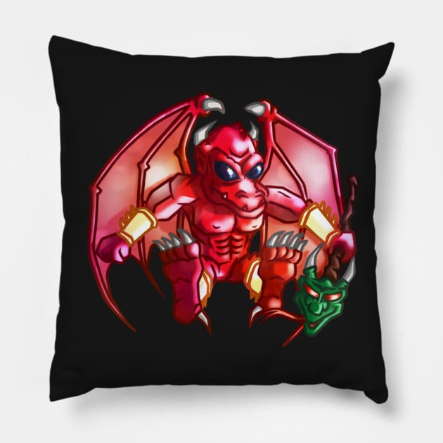 Red Gargoyle Pillow by CreativeOpus