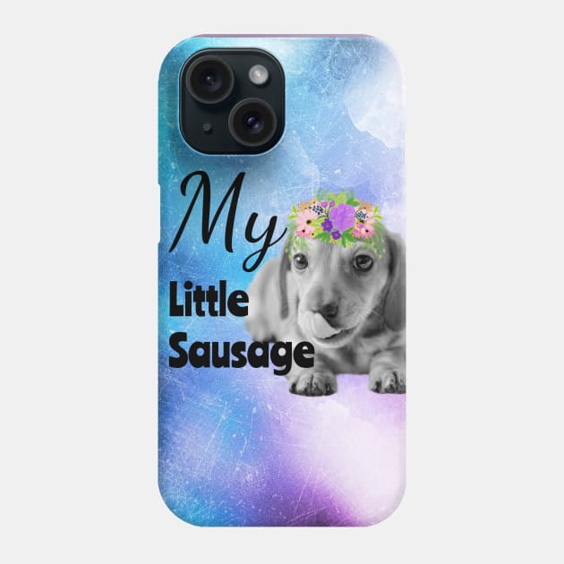 My Little Sausage Dachshund Puppy Distressed Watercolour Phone Case by tribbledesign