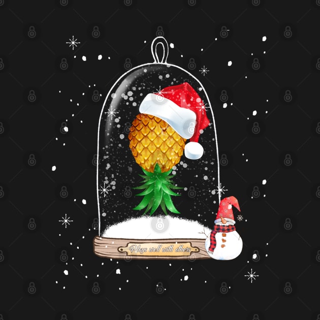 Santa Hat Swinger Upside Down Pineapple Snow Globe Winter by LemoBoy