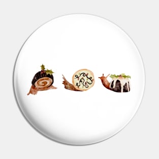 Christmas Desserts Snails Watercolor Pin