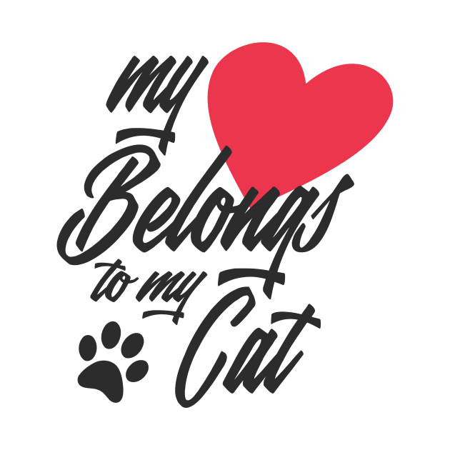 My Heart Belongs to My Cat Funny Valentine Calligraphy by Jasmine Anderson